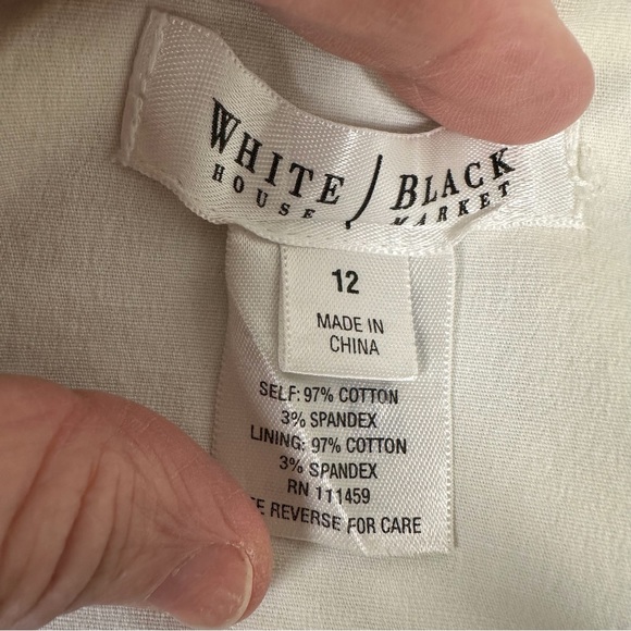 White House Black Market B&W Tropical Floral VNeck A-Line Dress Sz 12 - Picture 5 of 7